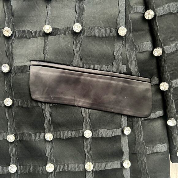 BARABAS Black Caged Rhinestone Diamond Men’s Blazer Jacket Slim Fit Sz 40/Medium - Picture 5 of 12